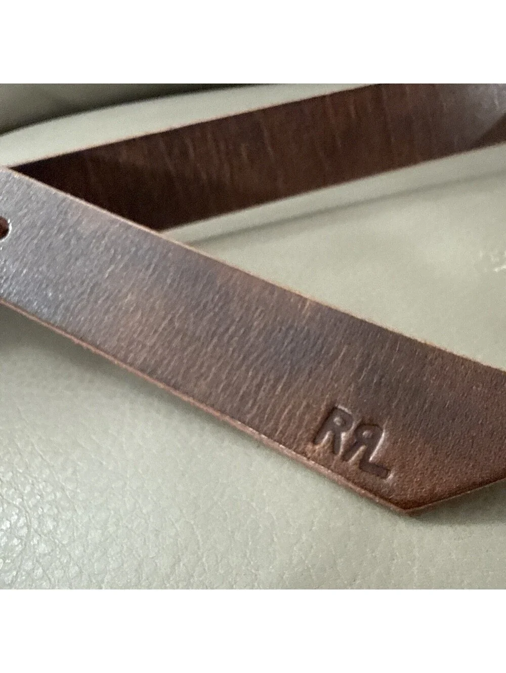 RRL Double RL Distressed Tan Leather Belt Made in Italy Size 34 Width 1 inch